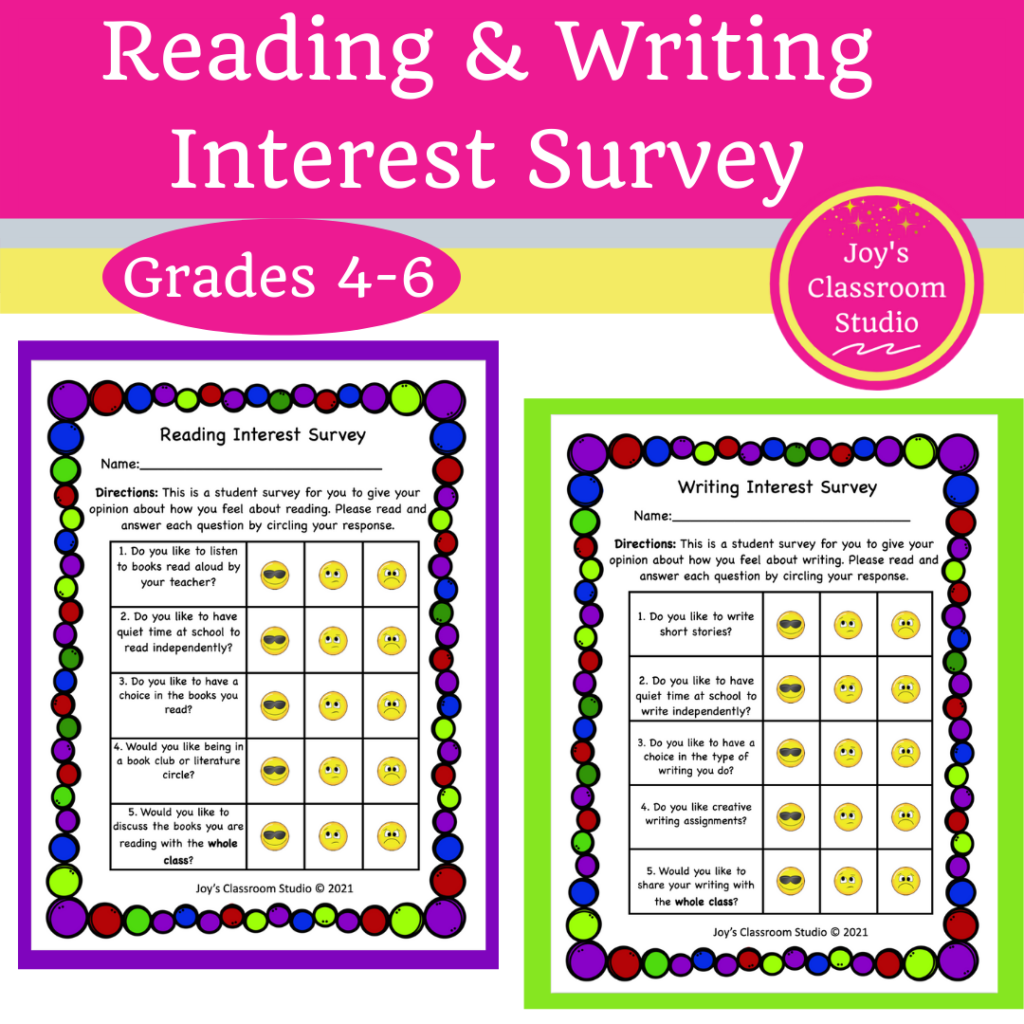 Reading Interest Survey for 4th, 5th, 6th grades