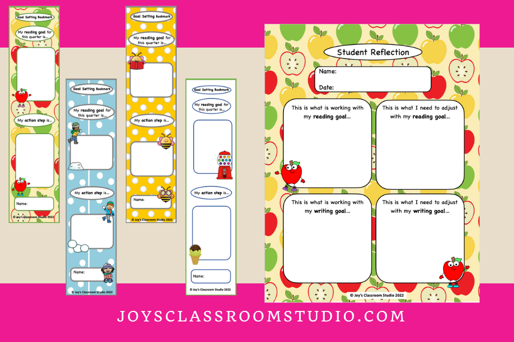 Student Goal Setting Bookmarks and Student Reflection Worksheet Photos