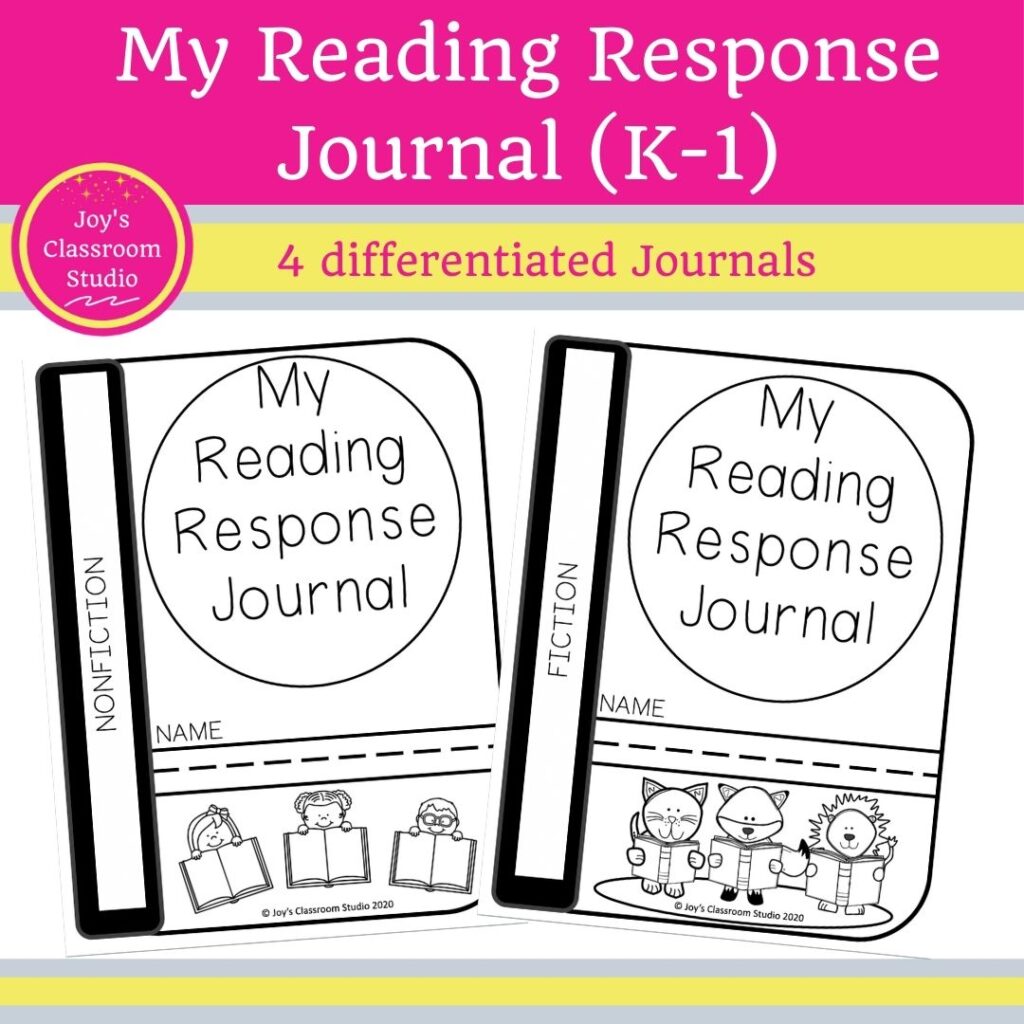 reading response journals kindergarten/ first grade product cover with link to TPT store