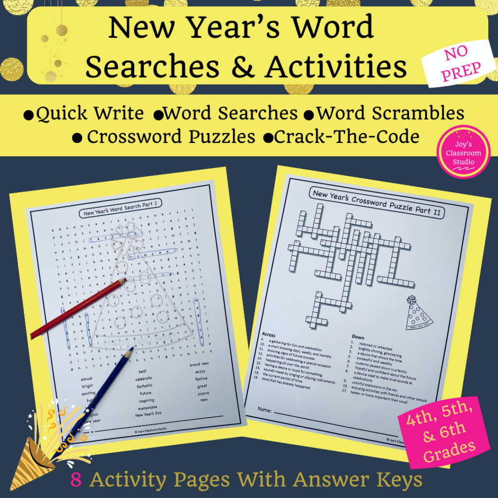 New Year's Word Searches and Activities