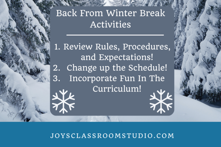 Back From Winter Break Activities - Joys Classroom Studio