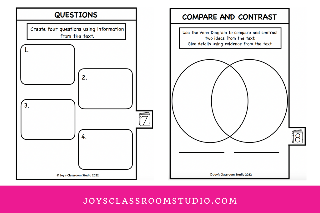 photo of question and compare and contrast pages