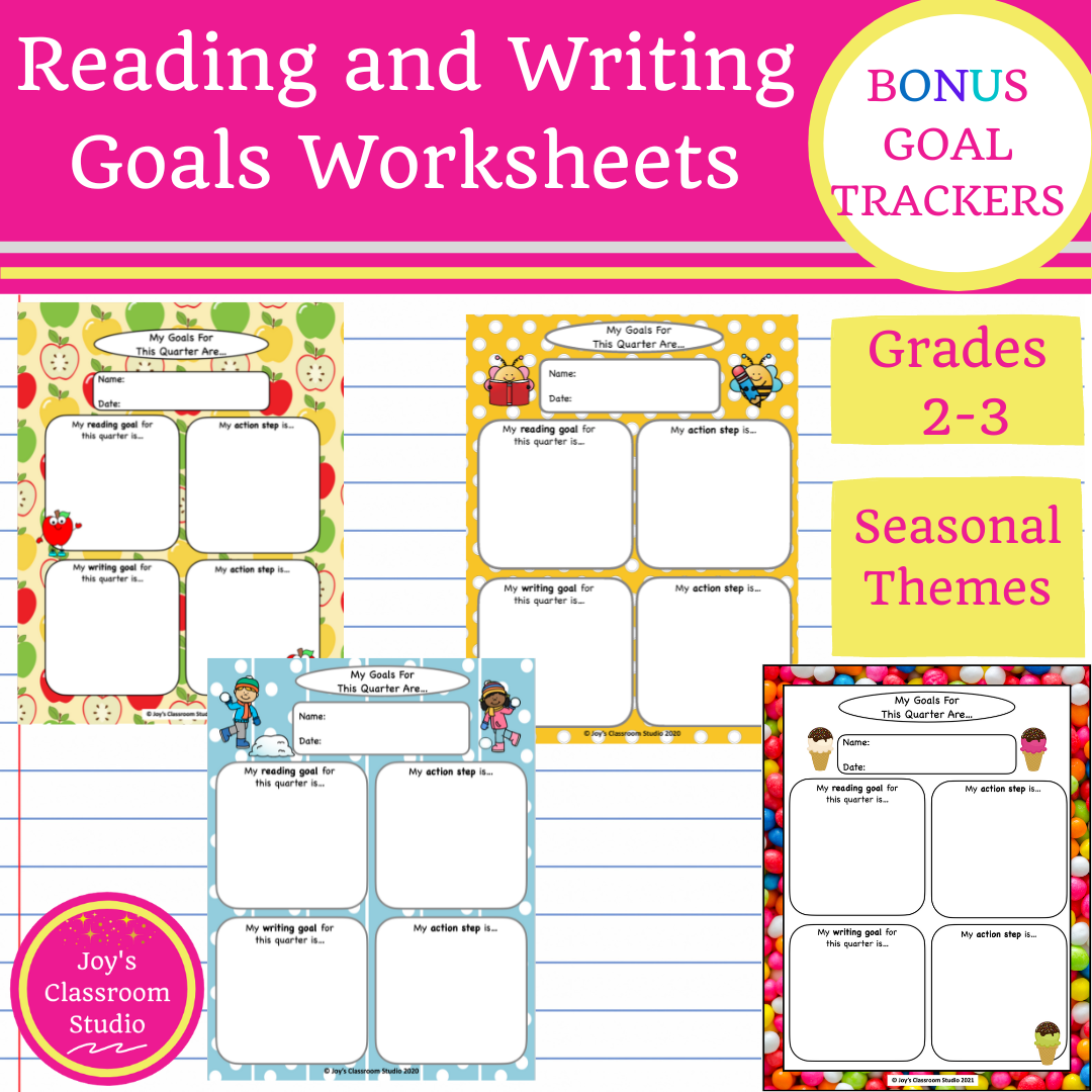 photo of reading goals and writing goals product with link to TPT store