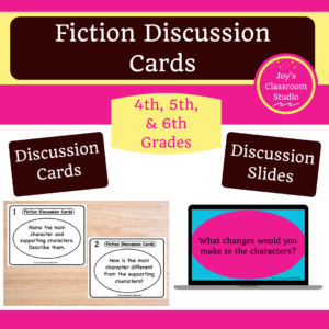 Photo of my Fiction Discussion Cards/ Slides product with link.