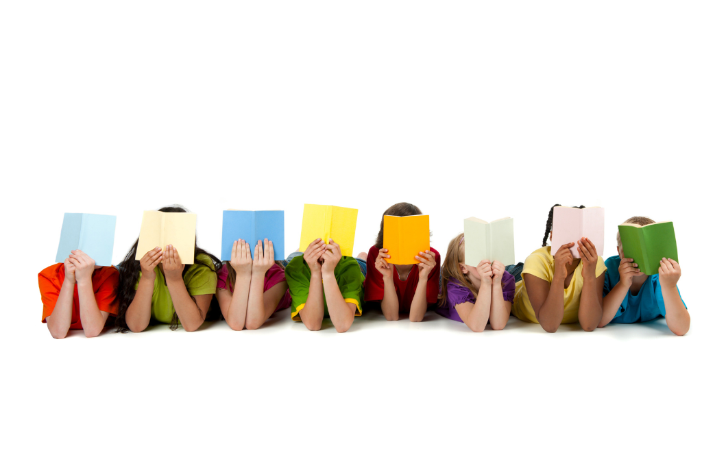 stock photo of children reading books
