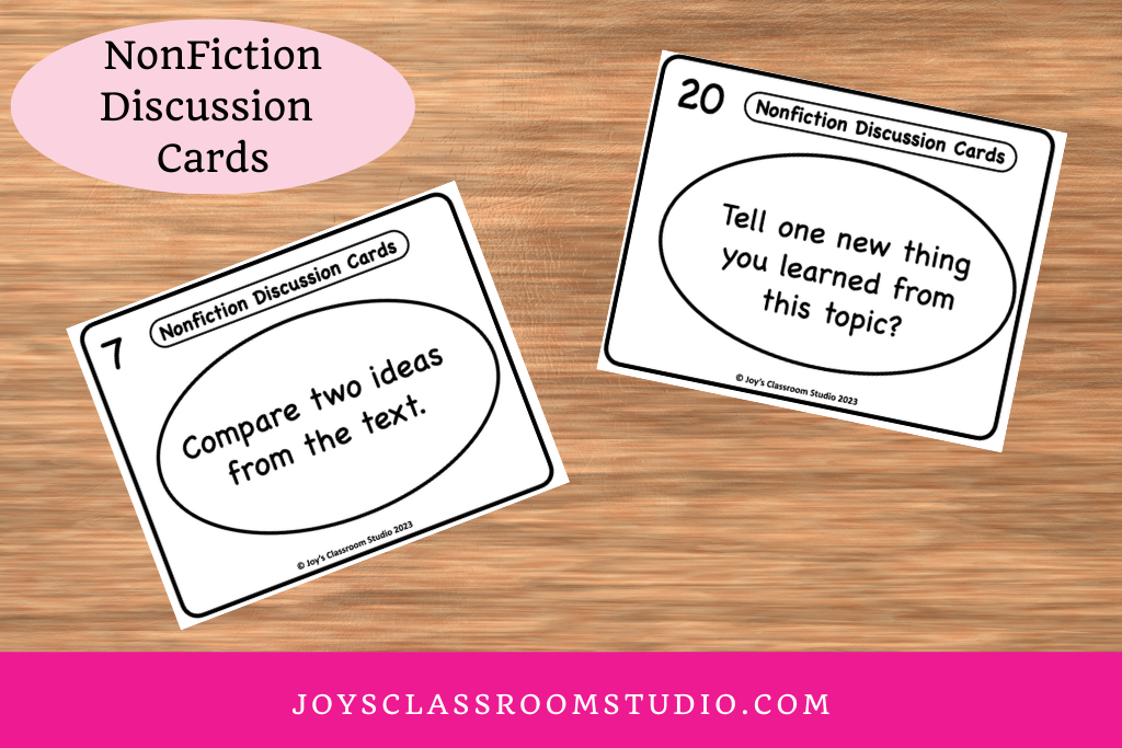 Examples of my nonfiction discussion cards.