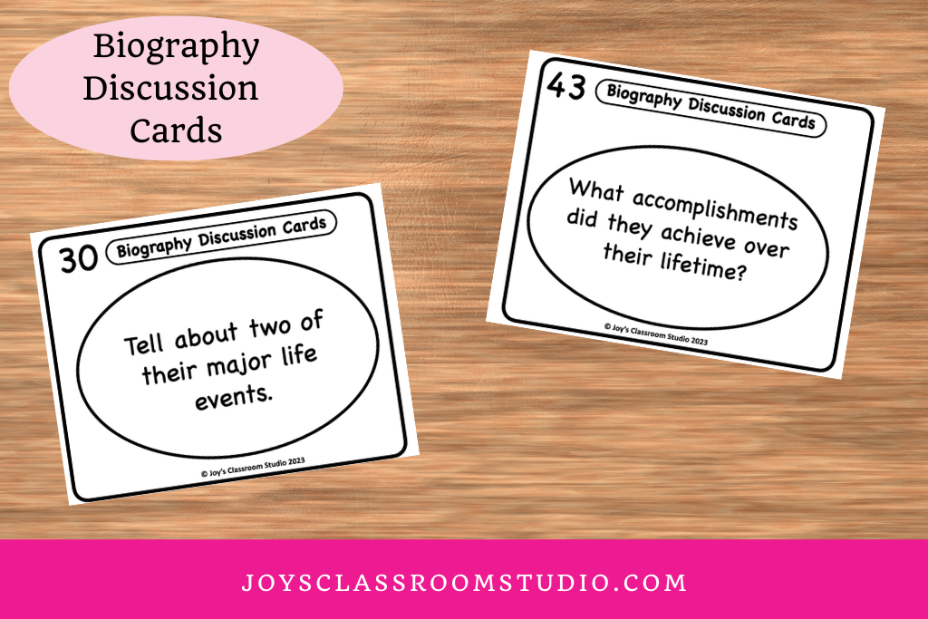 Picture of sample biography discussion cards