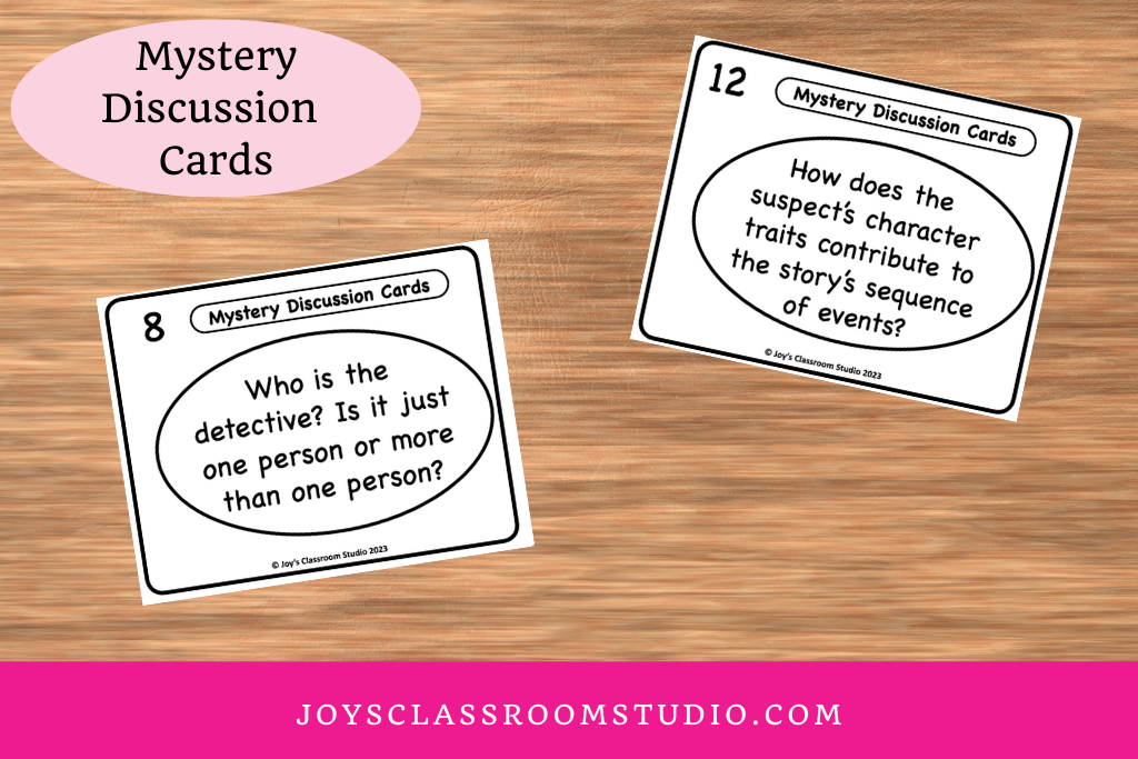 photo of a sample of the mystery discussion cards