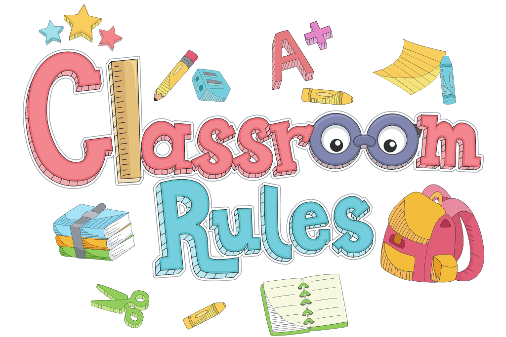 Graphic that says "Classroom Rules"