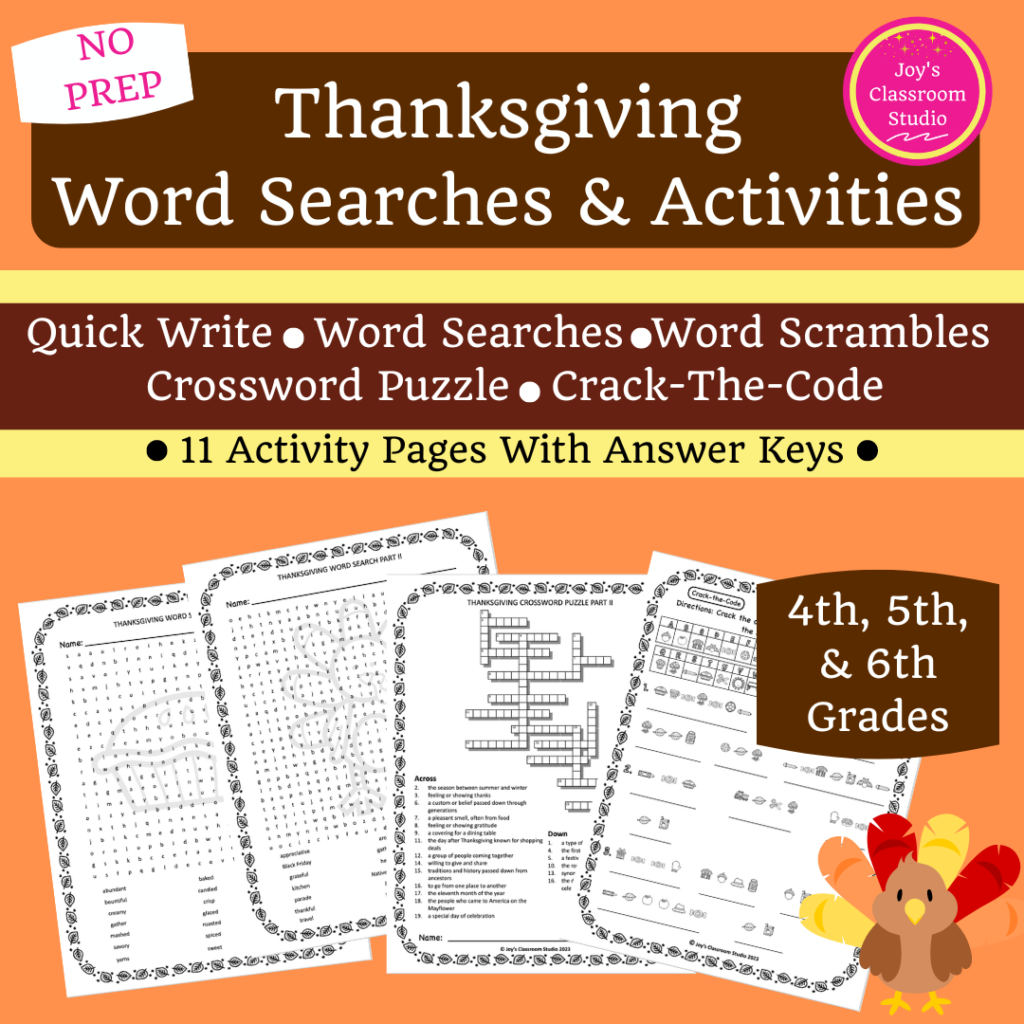 Thanksgiving Word Searches and Activities