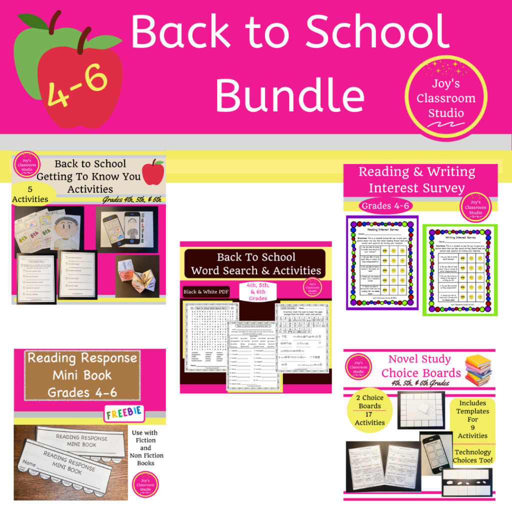 Back To School Bundle Cover with Link to TPT Store