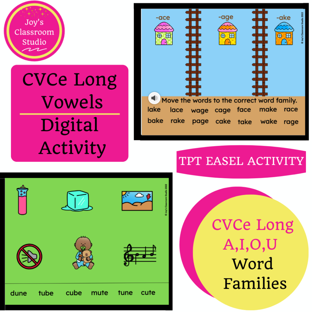 CVCe Long Vowels Digital Activity for TPT Easel 