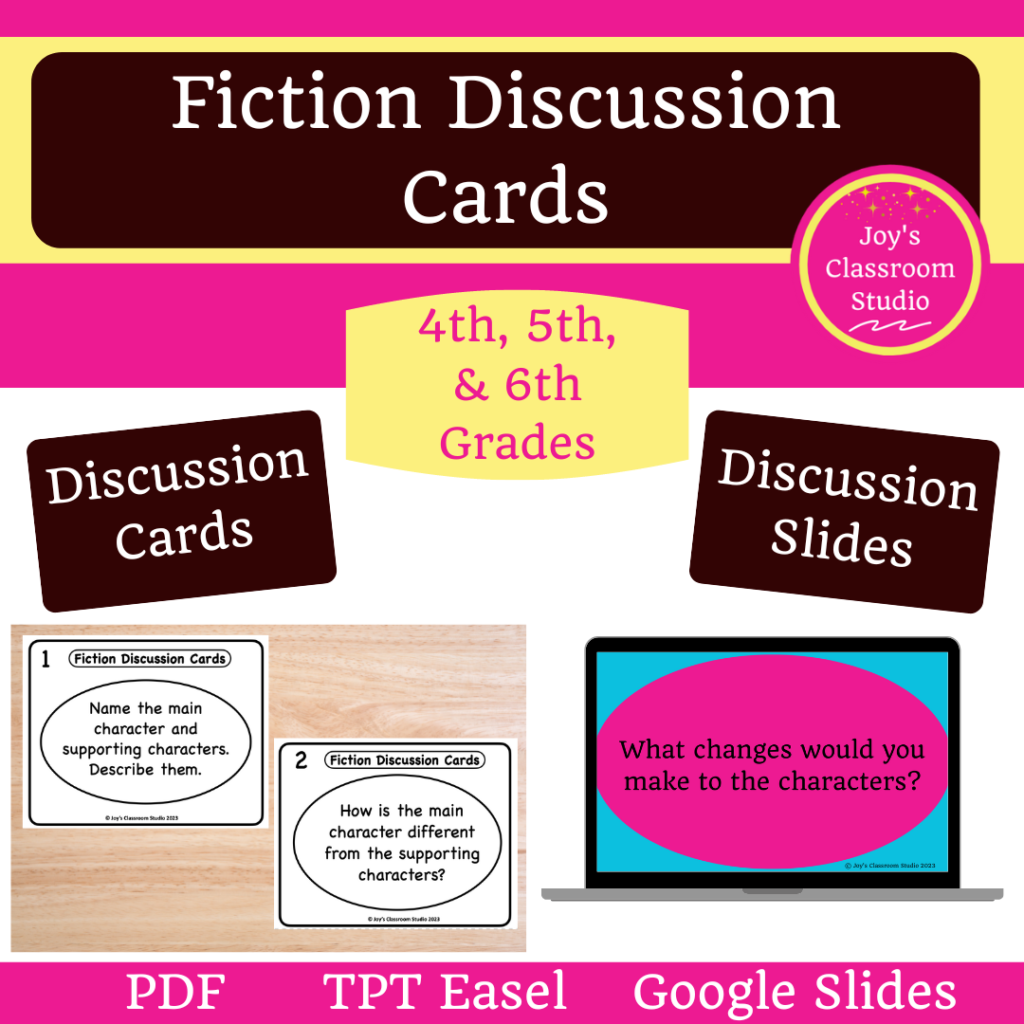 Fiction Discussion Cards 4th, 5th, and 6th Grades