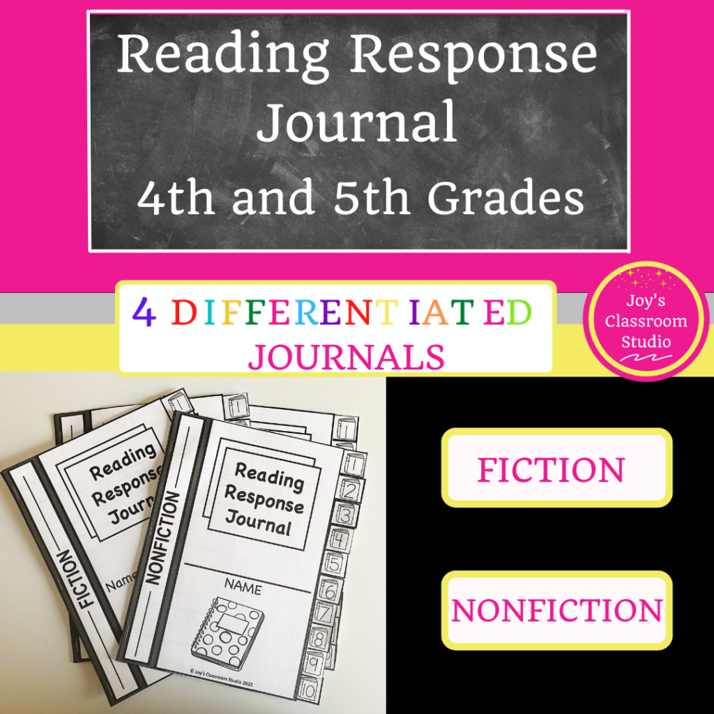 Reading Response Journals 4th and 5th grade Differentiated Journals Fiction and Nonfiction 