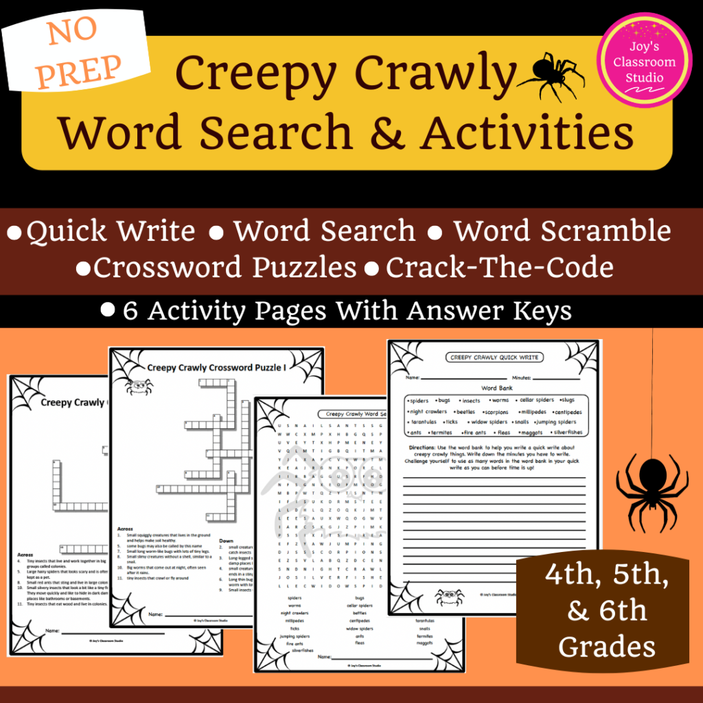 Creepy Crawly Word Search and Activities