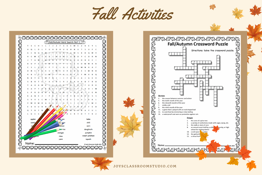 Fall No Prep Activities For 4th, 5th, and 6th Grades